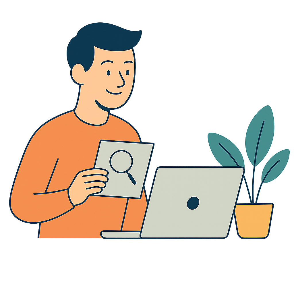 Illustration of person searching content